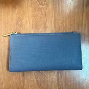 Dagne Dover Blue Wallet with Gold Zipper